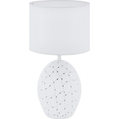 64,95 € Free Shipping | Table lamp Eglo Montalbano 67W Cylindrical Shape Ø 26 cm. Bedroom, office and work zone. Modern, design and cool Style. Ceramic and textile. White Color