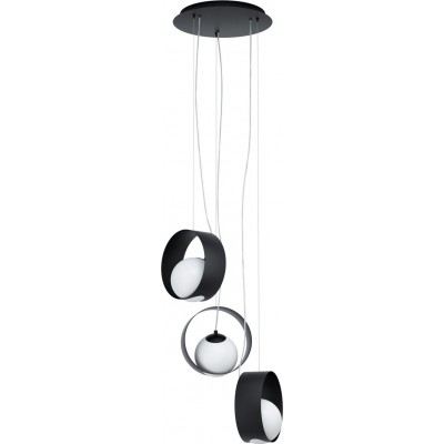 吊灯 Eglo Camargo 120W 球形 形状 Ø 35 cm. 客厅 和 饭厅. 现代的, 设计 和 凉爽的 风格. 钢, 玻璃 和 蛋白石玻璃. 白色的 和 黑色的 颜色