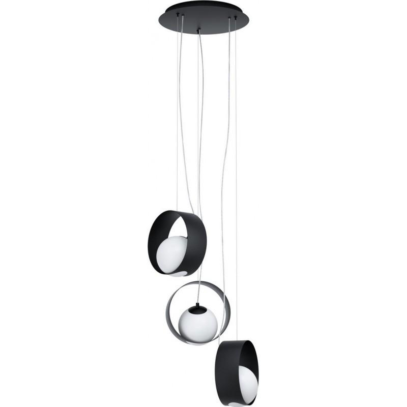 155,95 € Free Shipping | Hanging lamp Eglo Camargo 120W Spherical Shape Ø 35 cm. Living room and dining room. Modern, design and cool Style. Steel, Glass and Opal glass. White and black Color