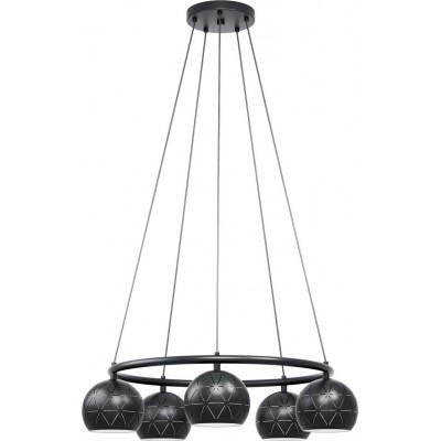 Lampada a sospensione Eglo Cantallops 200W Forma Piramidale Ø 69 cm. Soggiorno e sala da pranzo. Stile moderno, sofisticato e design. Acciaio. Colore nero