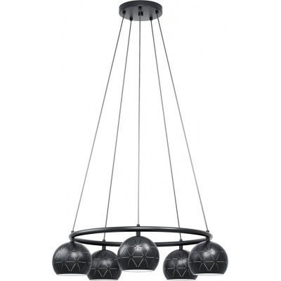 Lámpara colgante Eglo Cantallops 200W Forma Piramidal Ø 69 cm. Salón y comedor. Estilo moderno, sofisticado y diseño. Acero. Color negro