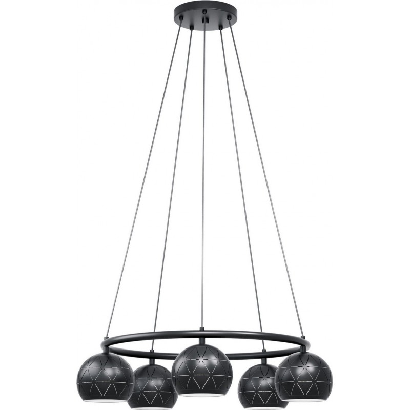 139,95 € Free Shipping | Hanging lamp Eglo Cantallops 200W Pyramidal Shape Ø 69 cm. Living room and dining room. Modern, sophisticated and design Style. Steel. Black Color