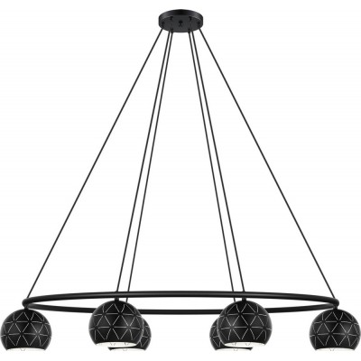 Lámpara colgante Eglo Cantallops 240W Forma Piramidal 115×110 cm. Salón y comedor. Estilo moderno, sofisticado y diseño. Acero. Color negro