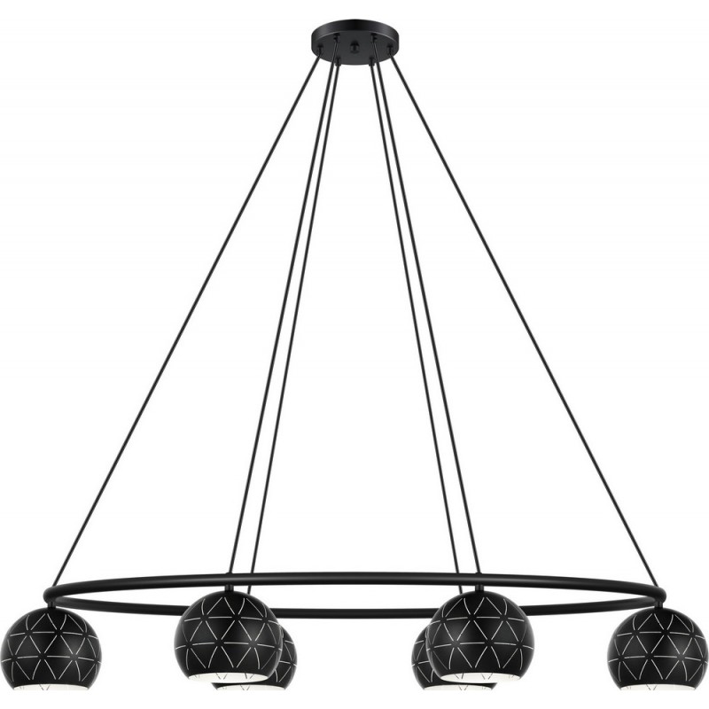 271,95 € Free Shipping | Hanging lamp Eglo Cantallops 240W Pyramidal Shape 115×110 cm. Living room and dining room. Modern, sophisticated and design Style. Steel. Black Color