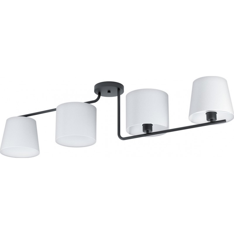109,95 € Free Shipping | Indoor ceiling light Eglo Marojales 1 112W Extended Shape 125×28 cm. Living room and dining room. Steel and textile. White and black Color