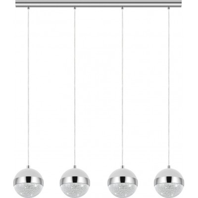 Lámpara colgante Eglo Licoroto 12W Forma Alargada 110×98 cm. Salón y comedor. Estilo moderno, sofisticado y diseño. Acero, Granille y Vidrio. Color blanco, cromado y plata