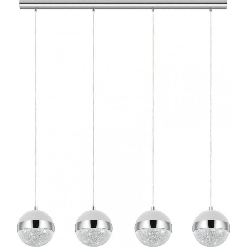 159,95 € Free Shipping | Hanging lamp Eglo Licoroto 12W Extended Shape 110×98 cm. Living room and dining room. Modern, sophisticated and design Style. Steel, Granille and Glass. White, plated chrome and silver Color