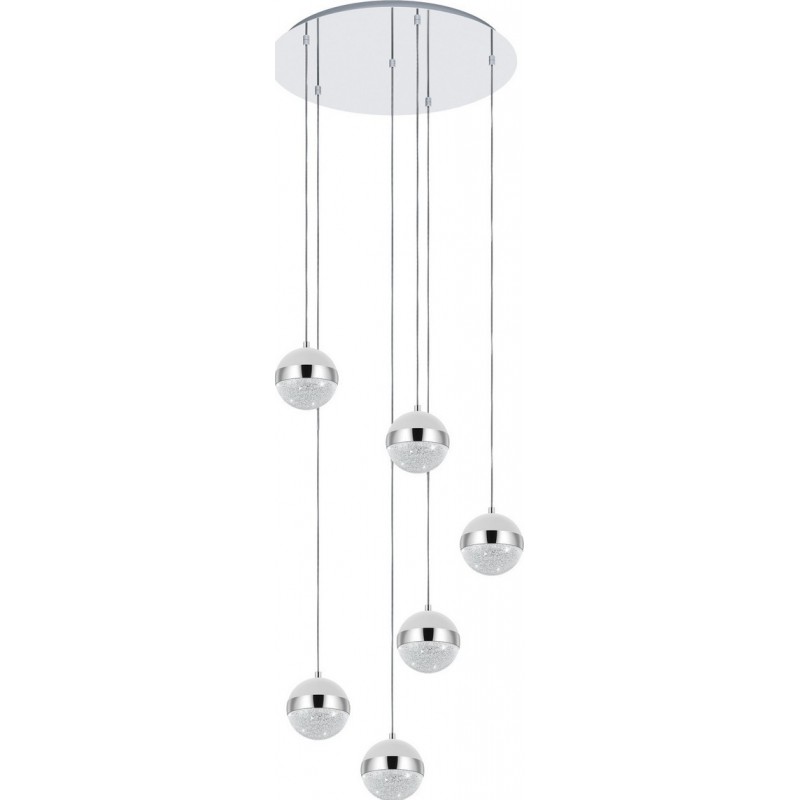 279,95 € Free Shipping | Hanging lamp Eglo Licoroto 18W Spherical Shape Ø 50 cm. Living room and dining room. Modern, sophisticated and design Style. Steel, Granille and Glass. White, plated chrome and silver Color