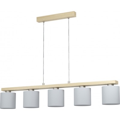 249,95 € Free Shipping | Hanging lamp Eglo Castralvo 140W 121×110 cm. Steel, wood and textile. White, brown, nickel and matt nickel Color