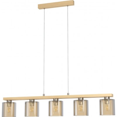 Hanging lamp Eglo Castralvo 140W 121×110 cm. Steel and wood. Brown, orange, nickel and matt nickel Color