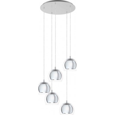 吊灯 Eglo Rocamar 1 140W 球形 形状 Ø 58 cm. 客厅, 厨房 和 饭厅. 现代的, 复杂的 和 设计 风格. 钢 和 玻璃. 镀铬 和 银 颜色