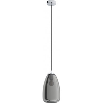 83,95 € Бесплатная доставка | Подвесной светильник Eglo Alobrase 40W Ø 20 cm. Стали. Покрытый хром, чернить, прозрачный черный и серебро Цвет