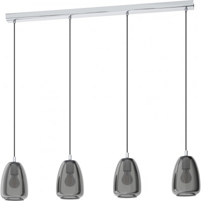 226,95 € Free Shipping | Hanging lamp Eglo Alobrase 160W Extended Shape 110×108 cm. Living room and dining room. Modern, sophisticated and design Style. Steel. Plated chrome, black, transparent black and silver Color