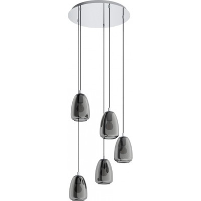 277,95 € Free Shipping | Hanging lamp Eglo Alobrase 200W Conical Shape Ø 54 cm. Living room and dining room. Modern, sophisticated and design Style. Steel. Plated chrome, black, transparent black and silver Color