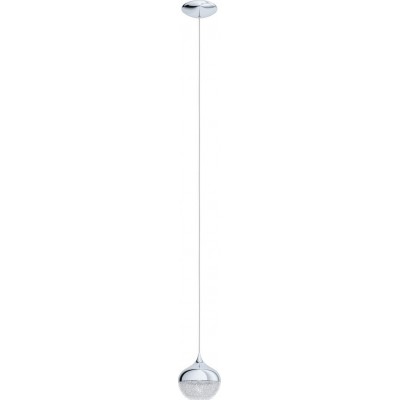 吊灯 Eglo Mioglia 1 25W 球形 形状 Ø 15 cm. 客厅 和 饭厅. 现代的, 复杂的 和 设计 风格. 钢 和 塑料. 白色的, 镀铬 和 银 颜色