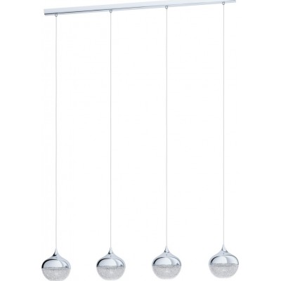 Lámpara colgante Eglo Mioglia 1 100W Forma Alargada 110×98 cm. Salón y comedor. Estilo moderno, sofisticado y diseño. Acero y Plástico. Color blanco, cromado y plata