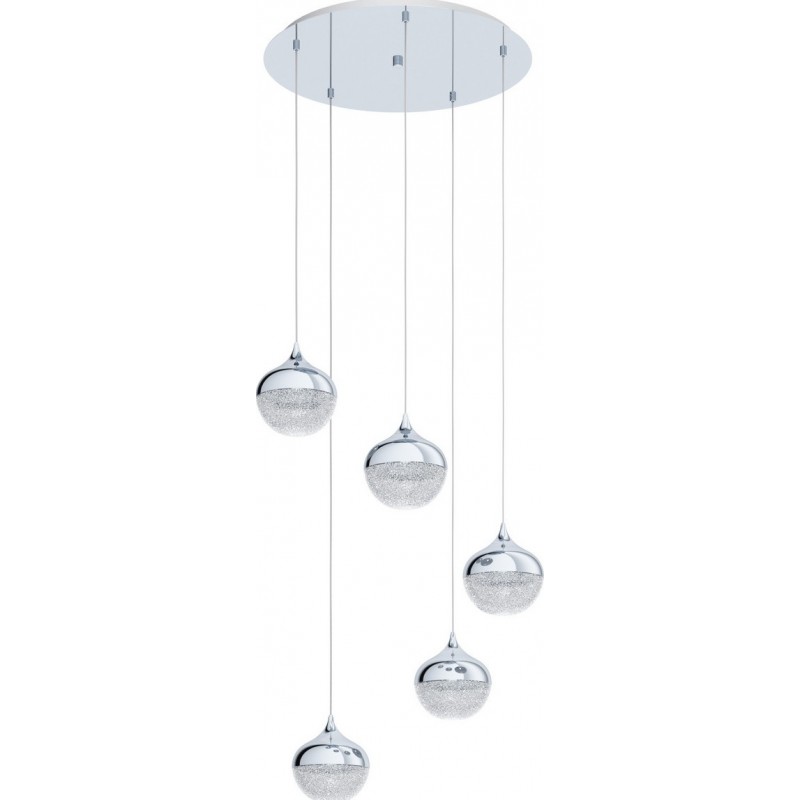 306,95 € Free Shipping | Hanging lamp Eglo Mioglia 1 125W Spherical Shape Ø 54 cm. Living room and dining room. Modern, sophisticated and design Style. Steel and plastic. White, plated chrome and silver Color