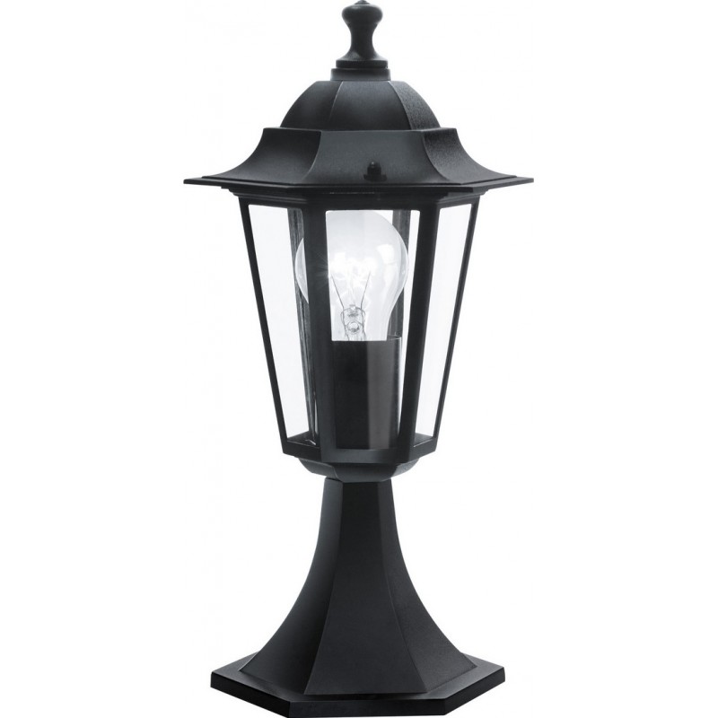 13,95 € Free Shipping | Luminous beacon Eglo Laterna 4 60W Conical Shape Ø 19 cm. Socket lamp Terrace, garden and pool. Retro and vintage Style. Aluminum and glass. Black Color