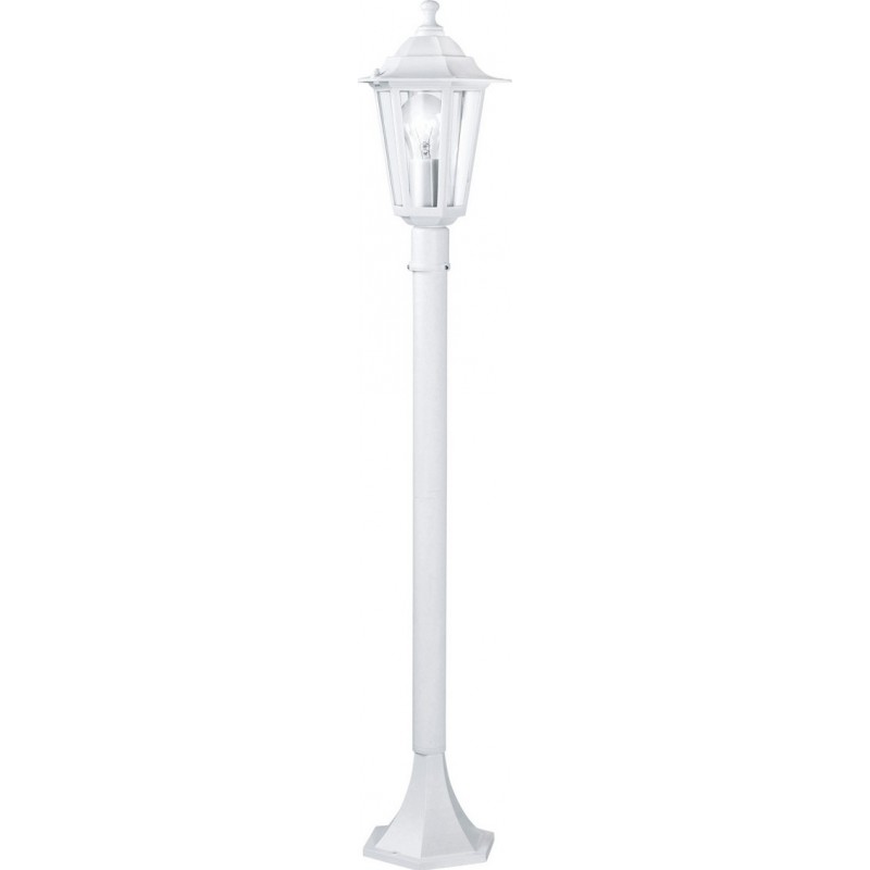 51,95 € Free Shipping | Streetlight Eglo Laterna 5 60W Cylindrical Shape Ø 19 cm. Floor lamp Terrace, garden and pool. Retro and vintage Style. Aluminum and glass. White Color