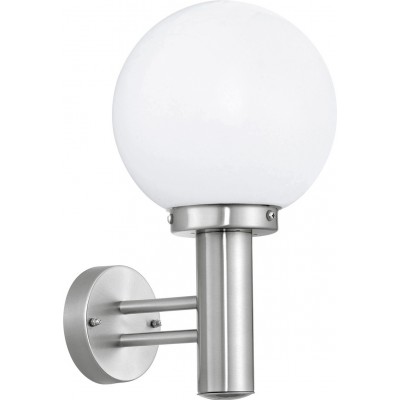 45,95 € Free Shipping | Outdoor wall light Eglo Nisia 60W Spherical Shape 36×20 cm. Terrace, garden and pool. Modern and design Style. Steel, stainless steel and glass. Stainless steel, white and silver Color