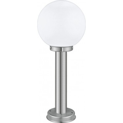 59,95 € Free Shipping | Streetlight Eglo Nisia 60W Spherical Shape Ø 20 cm. Floor lamp Terrace, garden and pool. Modern and design Style. Steel, stainless steel and glass. Stainless steel, white and silver Color