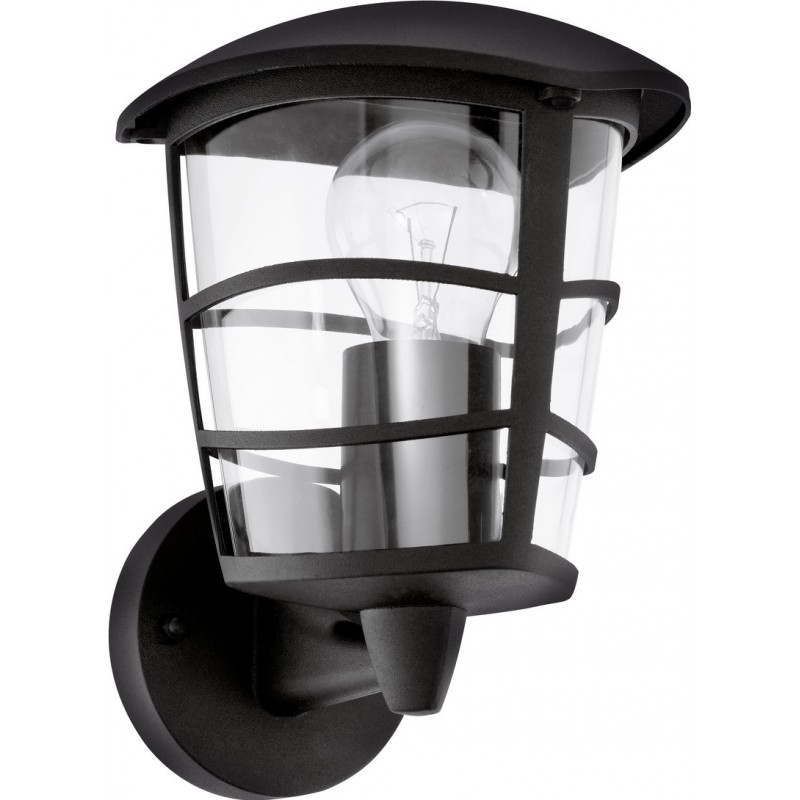 28,95 € Free Shipping | Outdoor wall light Eglo Aloria 60W Cylindrical Shape 23×17 cm. Terrace, garden and pool. Modern and design Style. Aluminum and plastic. Black Color