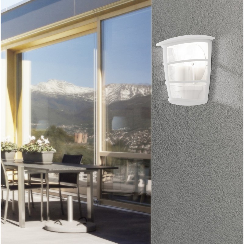 19,95 € Free Shipping | Outdoor wall light Eglo Aloria 60W Cylindrical Shape 20×18 cm. Terrace, garden and pool. Modern and design Style. Aluminum and plastic. White Color