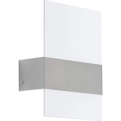 69,95 € Envío gratis | Aplique de pared exterior Eglo Nadela 5W 3000K Luz cálida. Forma Cúbica 29×22 cm. Terraza, jardín y piscina. Estilo moderno y diseño. Acero, Acero inoxidable y Vidrio. Color acero inoxidable, blanco y plata