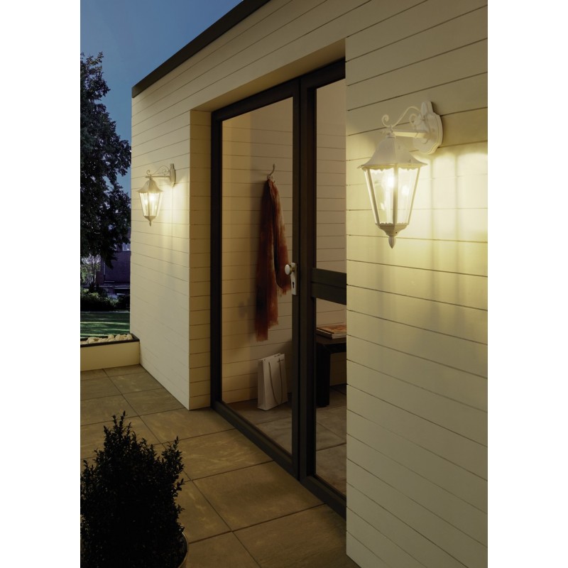 25,95 € Free Shipping | Outdoor wall light Eglo Navedo 60W Pyramidal Shape 48×20 cm. Terrace, garden and pool. Retro, vintage and design Style. Aluminum and glass. White Color