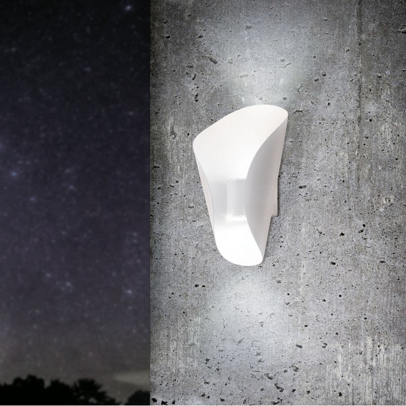 Outdoor wall light Eglo Bosaro 5W 3000K Warm light. Cylindrical Shape 27×17 cm. Terrace, garden and pool. Modern and design Style. Steel and galvanized steel. White Color