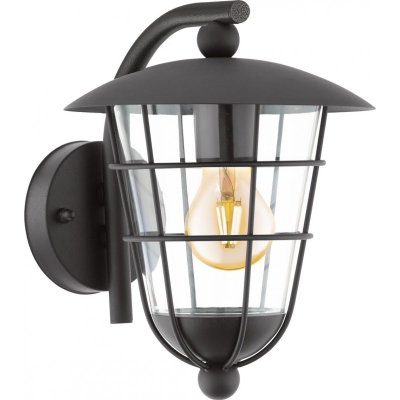 65,95 € Free Shipping | Outdoor wall light Eglo Pulfero 60W Conical Shape 28×22 cm. Terrace, garden and pool. Retro, vintage and design Style. Steel, galvanized steel and plastic. Black Color