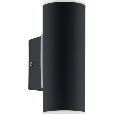 48,95 € Free Shipping | Outdoor wall light Eglo Riga LED 10W Cylindrical Shape 21×7 cm. Terrace, garden and pool. Modern and design Style. Steel, galvanized steel and plastic. Black and satin Color