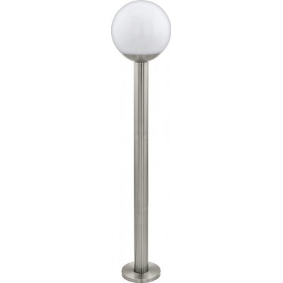 Streetlight Eglo Nisia C 9W Spherical Shape Ø 20 cm. Floor lamp Terrace, garden and pool. Modern and design Style. Steel, stainless steel and plastic. Stainless steel, white and silver Color