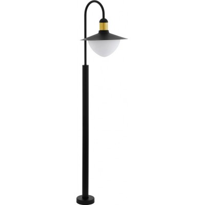 Streetlight Eglo Sirmione 60W Conical Shape 120×34 cm. Floor lamp Terrace, garden and pool. Retro and vintage Style. Steel, galvanized steel and glass. White, golden and black Color