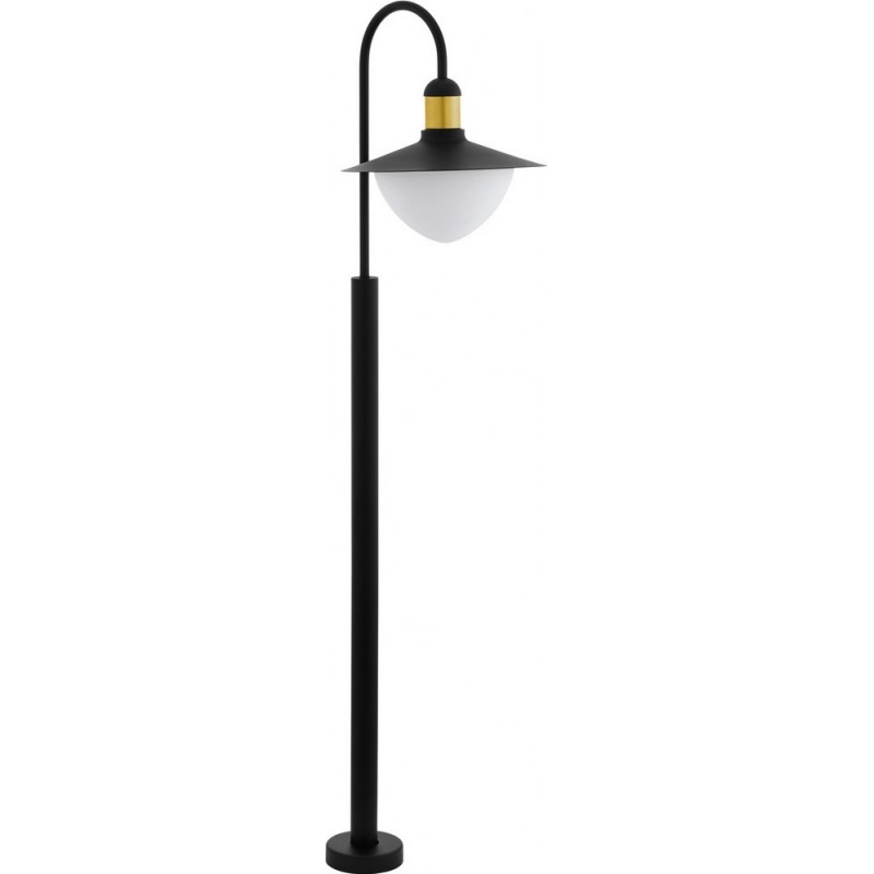 127,95 € Free Shipping | Streetlight Eglo Sirmione 60W Conical Shape 120×34 cm. Floor lamp Terrace, garden and pool. Retro and vintage Style. Steel, galvanized steel and glass. White, golden and black Color