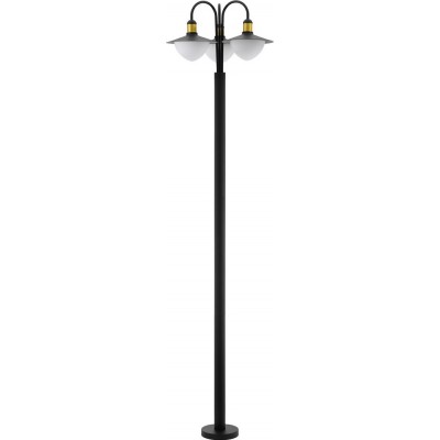 352,95 € Free Shipping | Streetlight Eglo Sirmione 180W Conical Shape Ø 55 cm. Floor lamp Terrace, garden and pool. Retro and vintage Style. Steel, galvanized steel and glass. White, golden and black Color