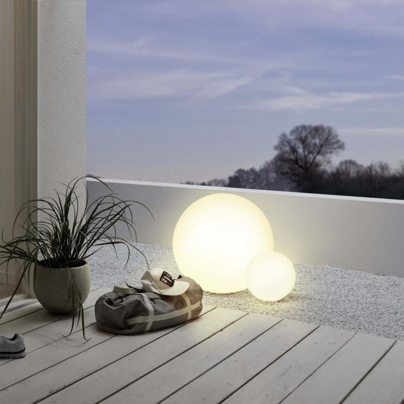 103,95 € Free Shipping | Furniture with lighting Eglo Monterolo C 9W E27 LED RGBTW A60 Spherical Shape Ø 30 cm. Floor lamp Terrace, garden and pool. Modern and design Style. Plastic. White Color