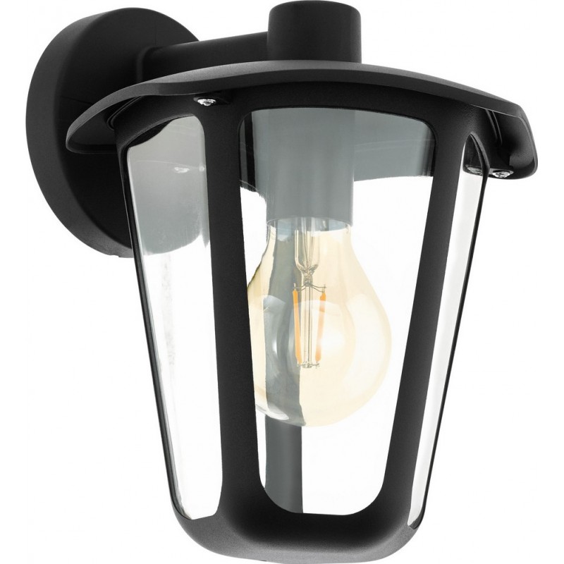 52,95 € Free Shipping | Outdoor wall light Eglo Monreale 60W Pyramidal Shape 28×23 cm. Terrace, garden and pool. Modern and design Style. Aluminum and plastic. Black Color