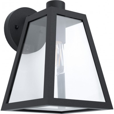 59,95 € Free Shipping | Outdoor wall light Eglo Mirandola 60W Pyramidal Shape 27×18 cm. Terrace, garden and pool. Modern, design and cool Style. Aluminum and glass. Black Color