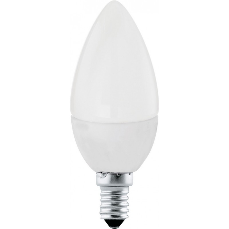 2,95 € Free Shipping | LED light bulb Eglo LM LED E14 4W E14 LED C37 3000K Warm light. Extended Shape Ø 3 cm. Plastic. Opal Color