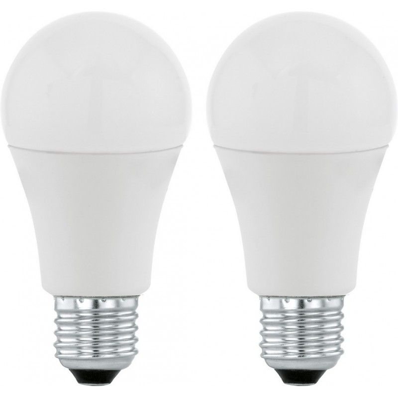 6,95 € Free Shipping | LED light bulb Eglo LM LED E27 10W E27 LED A60 3000K Warm light. Oval Shape Ø 6 cm. Plastic. Opal Color