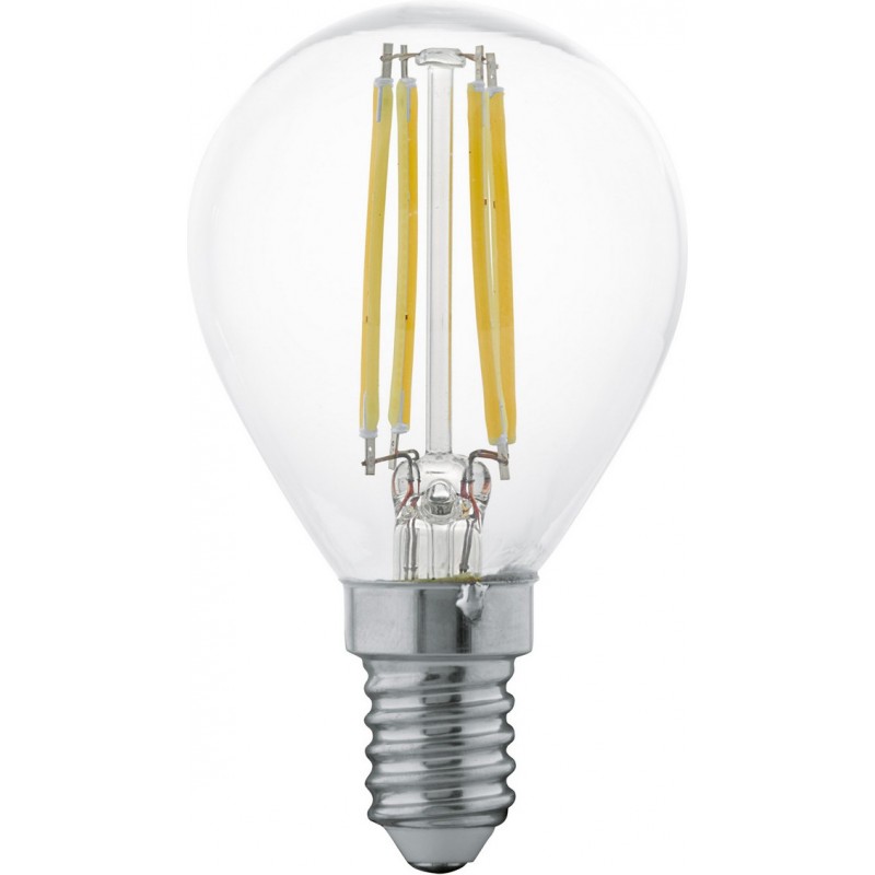 2,95 € Free Shipping | LED light bulb Eglo LM LED E14 4W E14 LED P45 2700K Very warm light. Spherical Shape Ø 4 cm. Glass