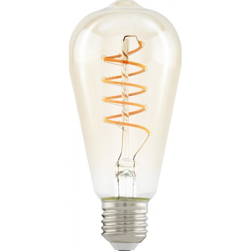 11,95 € Free Shipping | LED light bulb Eglo LM LED E27 4W E27 LED ST64 2200K Very warm light. Oval Shape Ø 6 cm. Glass. Orange Color
