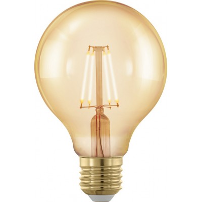 8,95 € Free Shipping | LED light bulb Eglo LM LED E27 4W E27 LED G80 1700K Very warm light. Spherical Shape Ø 8 cm. Glass. Orange Color
