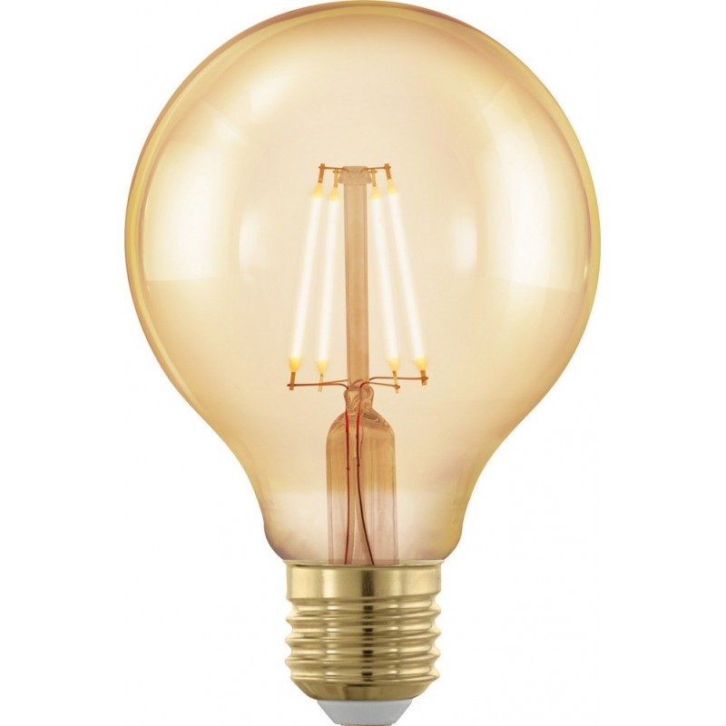 9,95 € Free Shipping | LED light bulb Eglo LM LED E27 4W E27 LED G80 1700K Very warm light. Spherical Shape Ø 8 cm. Glass. Orange Color