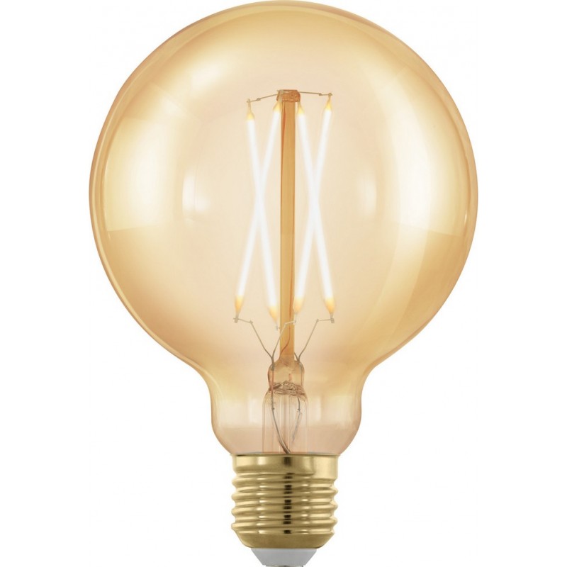 10,95 € Free Shipping | LED light bulb Eglo LM LED E27 4W E27 LED G95 1700K Very warm light. Spherical Shape Ø 9 cm. Glass. Orange Color
