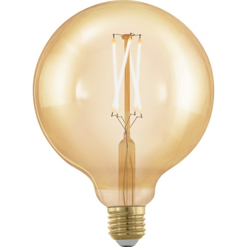 13,95 € Free Shipping | LED light bulb Eglo LM LED E27 4W E27 LED G125 1700K Very warm light. Spherical Shape Ø 12 cm. Glass. Orange Color