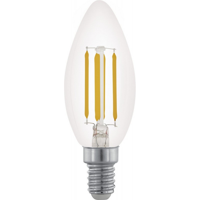 5,95 € Free Shipping | LED light bulb Eglo LM LED E14 3.5W E14 LED C35 2700K Very warm light. Oval Shape Ø 3 cm. Glass