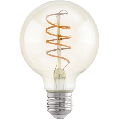 LED light bulb Eglo LM LED E27 4W E27 LED G80 2200K Very warm light. Spherical Shape Ø 8 cm. Glass. Orange Color