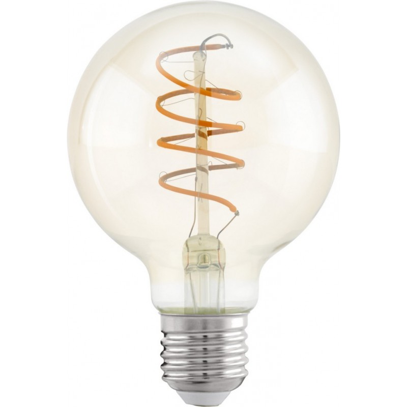 9,95 € Free Shipping | LED light bulb Eglo LM LED E27 4W E27 LED G80 2200K Very warm light. Spherical Shape Ø 8 cm. Glass. Orange Color